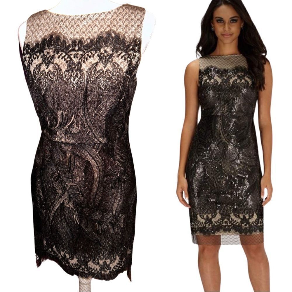 Julia Jordan Black Lace Sequin Dress Size 8